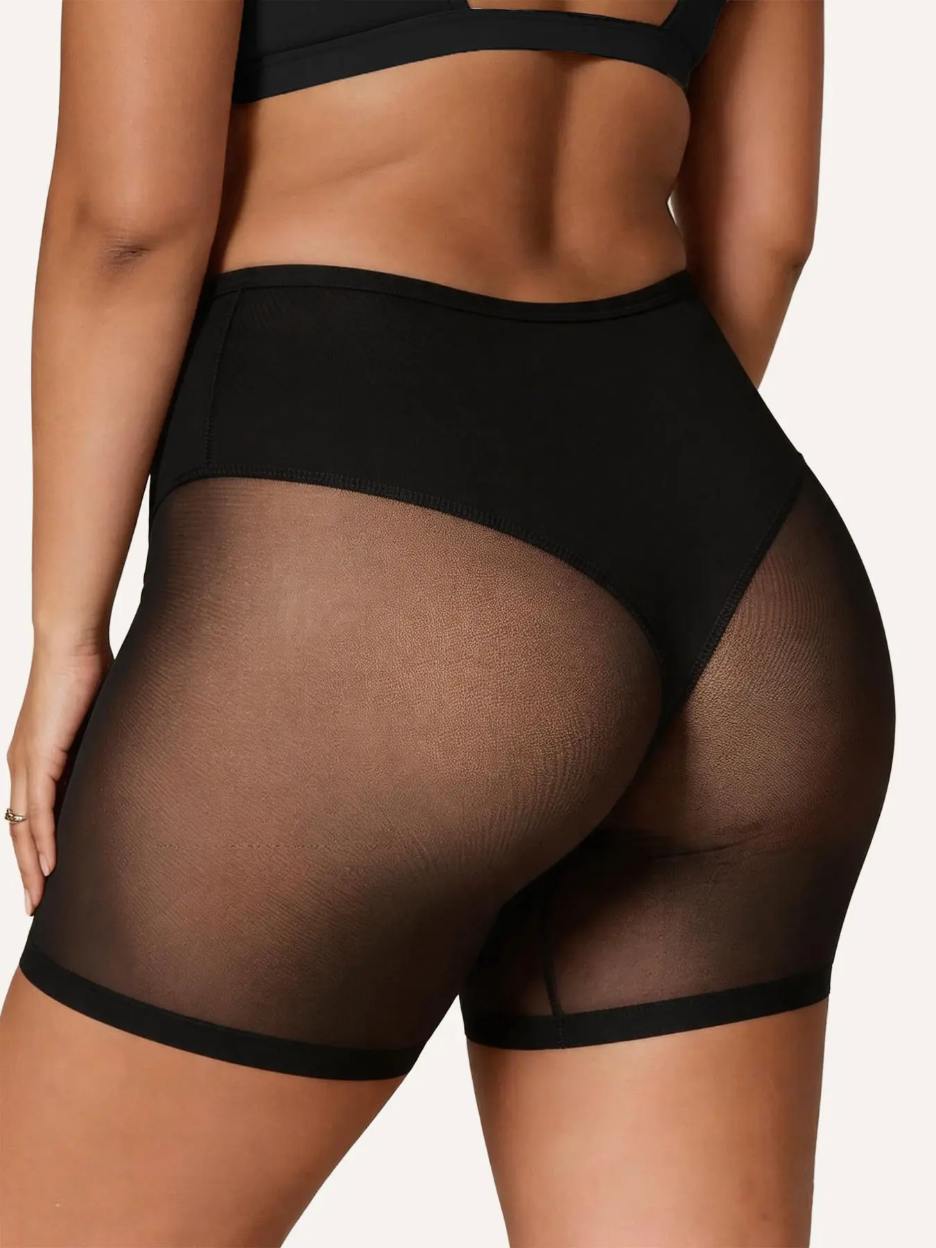 Women's High Waist Seamless Mesh Shaping Shorts, High Waist Shapewear, Firm Tummy Control, Medium Pressure Pure Color Comfortable Daily Wear & Fitness Underwear