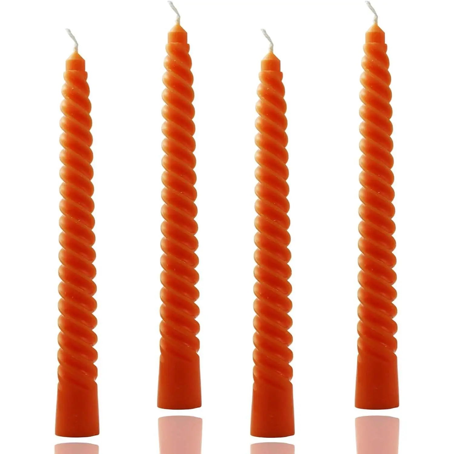 Taper Spiral Orange Candles,8 inch-Set of 4 Tapered Candles, Tall Candlesticks, Long Candl Sticks,  Dinner, Party, Wedding, Halloween(4, Orange, 8 inch)