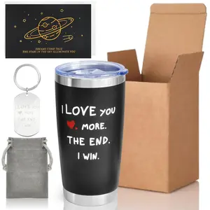 20oz Stainless Steel Sturdy Insulated Leakproof BPA-Free Water Bottle Tumbler Flask with Customized Keychain, Greeting Card, Portable Beach Container, Birthday Gift for Boyfriends, Festive White Elephant Set in Box (Under $50)