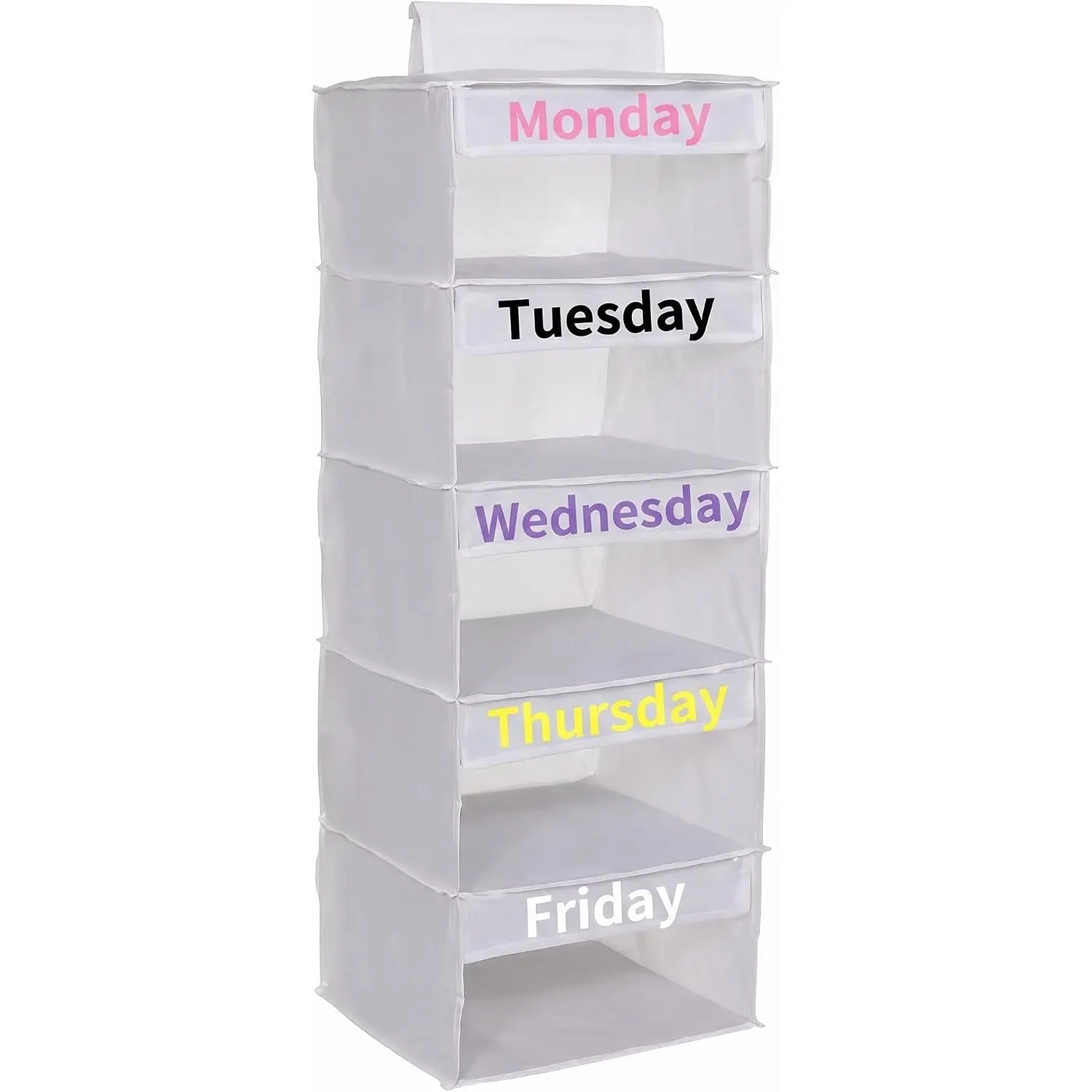 30-Count Days Labels Large Size Vinyl Drawer Organizer Stickers, Bright Style Sorting Aid for Classroom Whiteboard, Teacher Outfits & Dorm Weekly Clothes Sorting | Office Stationery Label Decal