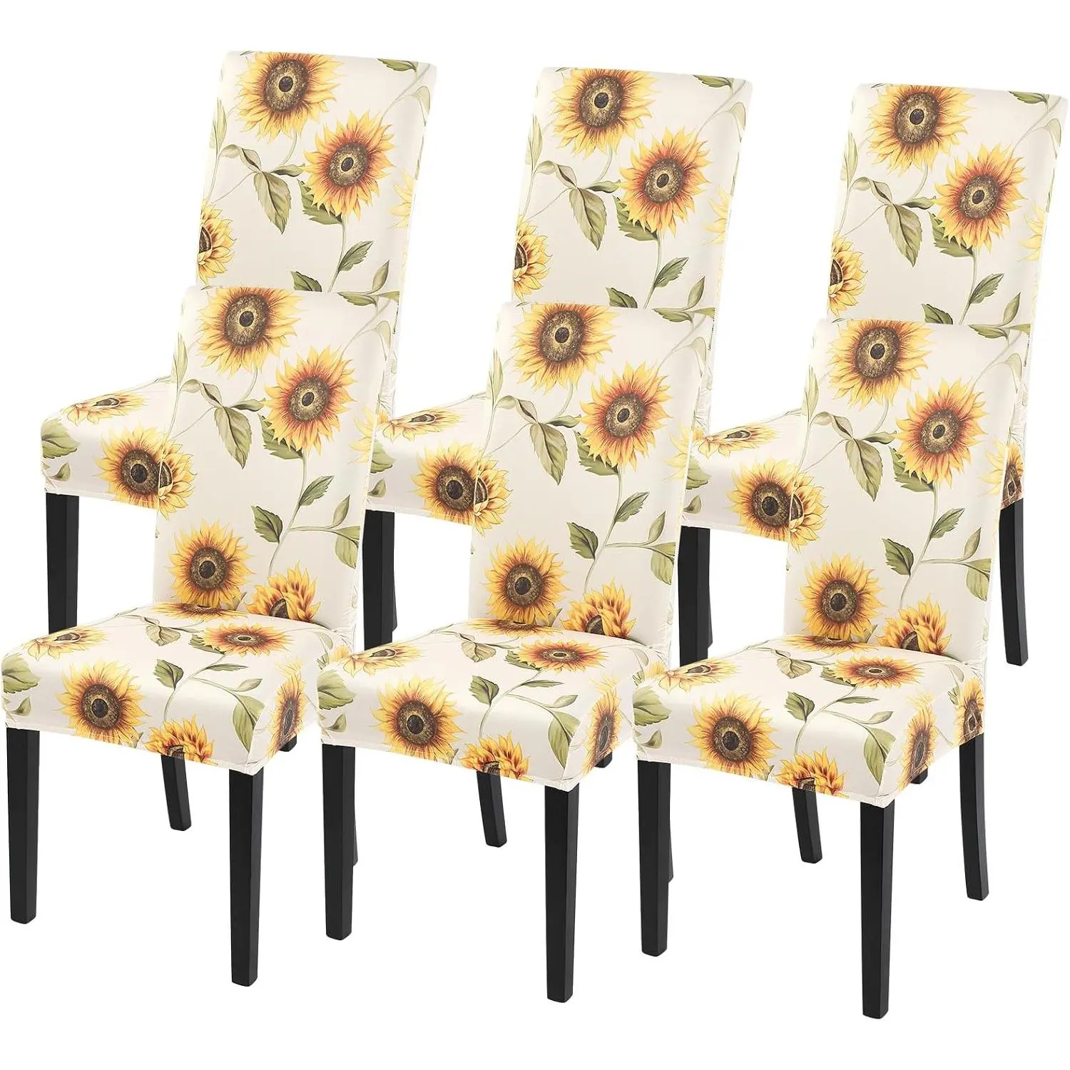Printed Dining Room Chair Covers Set of 6, Stretch Chair Covers Washable Parsons Chair Slipcover Removable Dining Chair Protectors for Hotel,()
