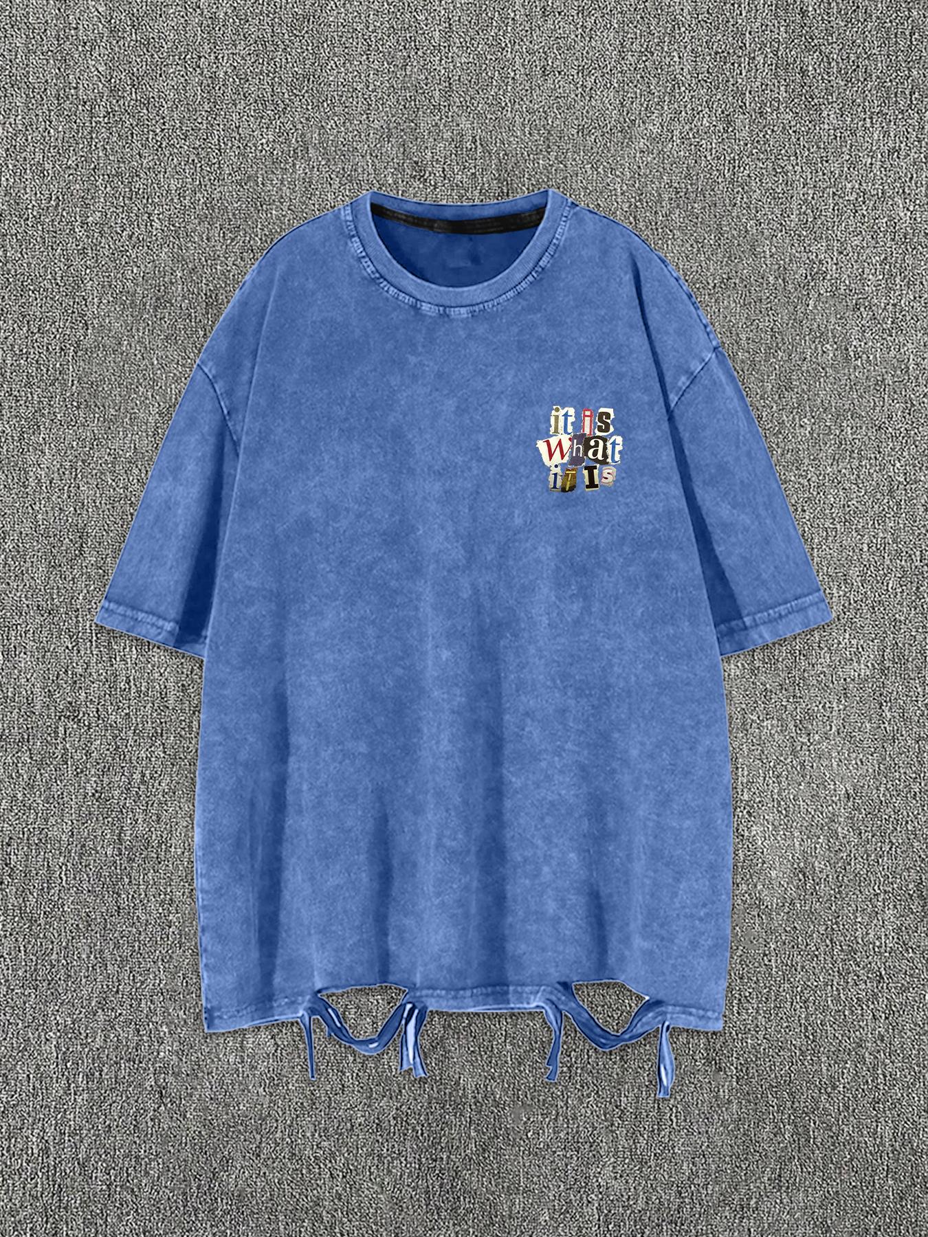 Men's Cartoon Letter Print Short Sleeve Tee, Regular Fit Casual Street Soft Comfy Round Neck T-Shirt for Summer, Menswear for Daily Wear, Top