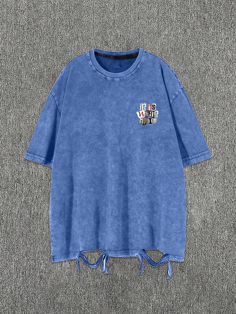 Men's Cartoon Letter Print Short Sleeve Tee, Regular Fit Casual Street Soft Comfy Round Neck T-Shirt for Summer, Menswear for Daily Wear, Top