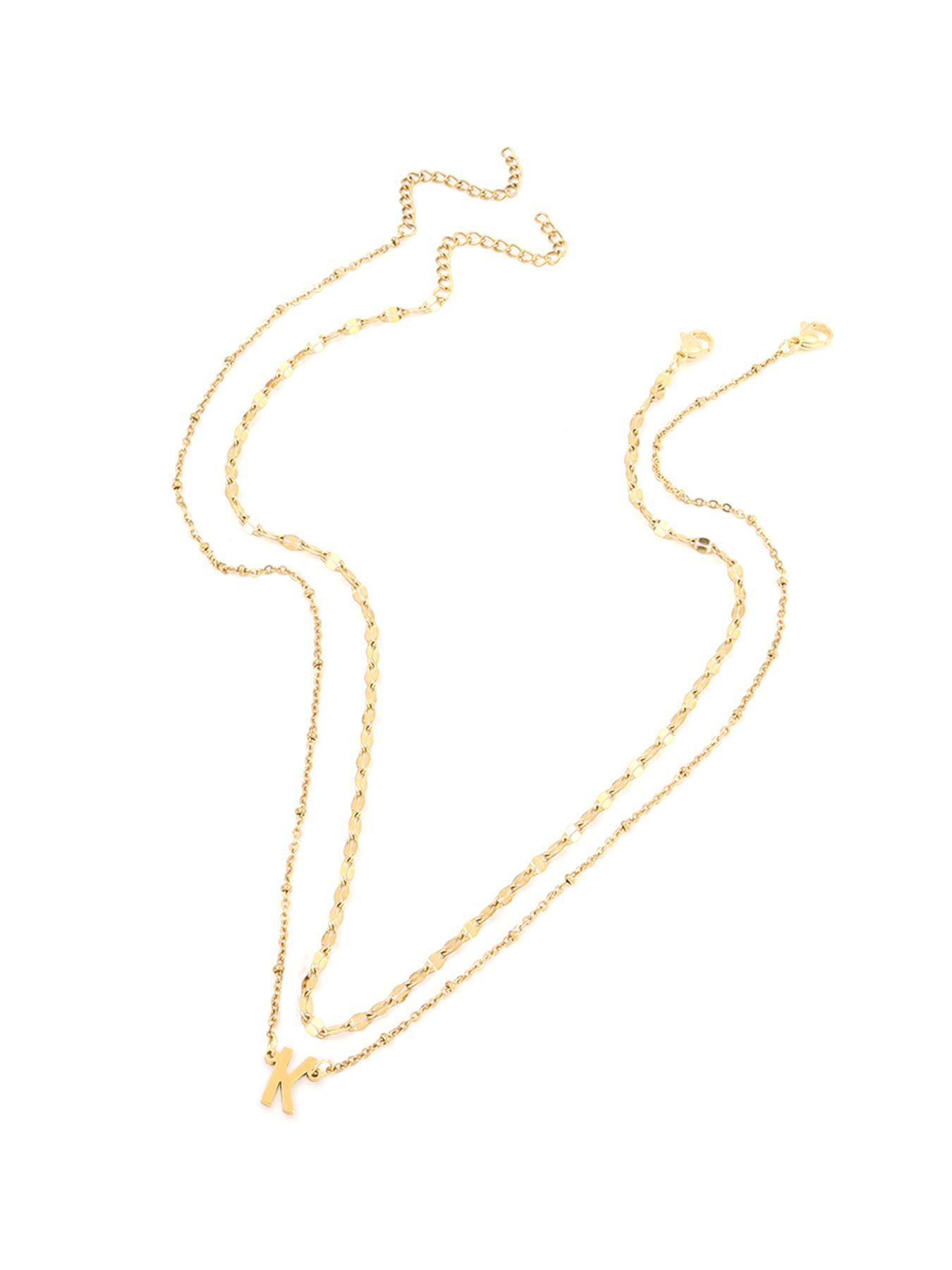 Simple Letter Detail Pendant Necklace & Chain Necklace Set, Necklace Initial, Fashion Jewelry for Party, Daily Decor, Trendy All-match & Exquisite Jewelry for Birthday Gift, Minimalist Necklace