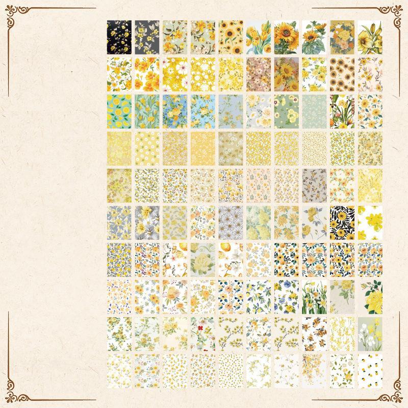 Vintage Floral Pattern Material Paper, 100pcs/set Random Color Creative Non-stick Background Paper, Scrapbook Materials, Office Stationery & Supplies