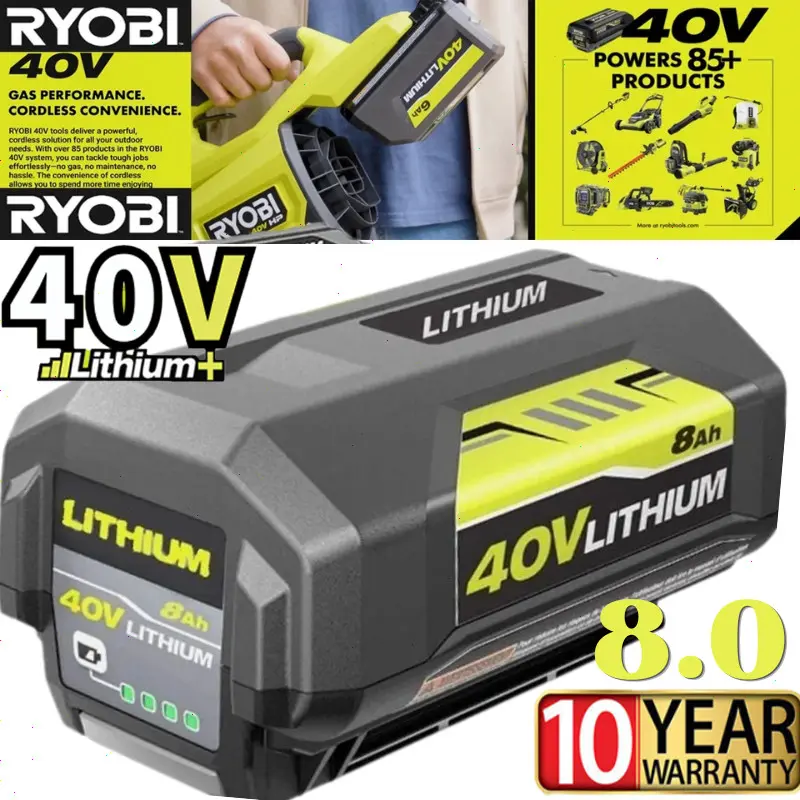 High quality  1x 40V Battery for Ryobi 40 Volt 8.0Ah Lithium Battery OP4050 OP40602 OP40261 OP4060 OP4030