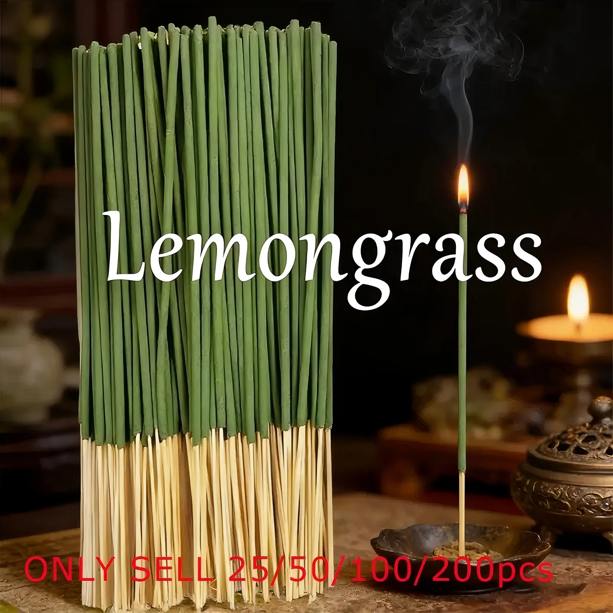 Lemongrass Incense Sticks, Natural Herbal Aromatherapy Stick, Home Indoor Fragrance Meditation, Odor Eliminator, Relaxing Aroma