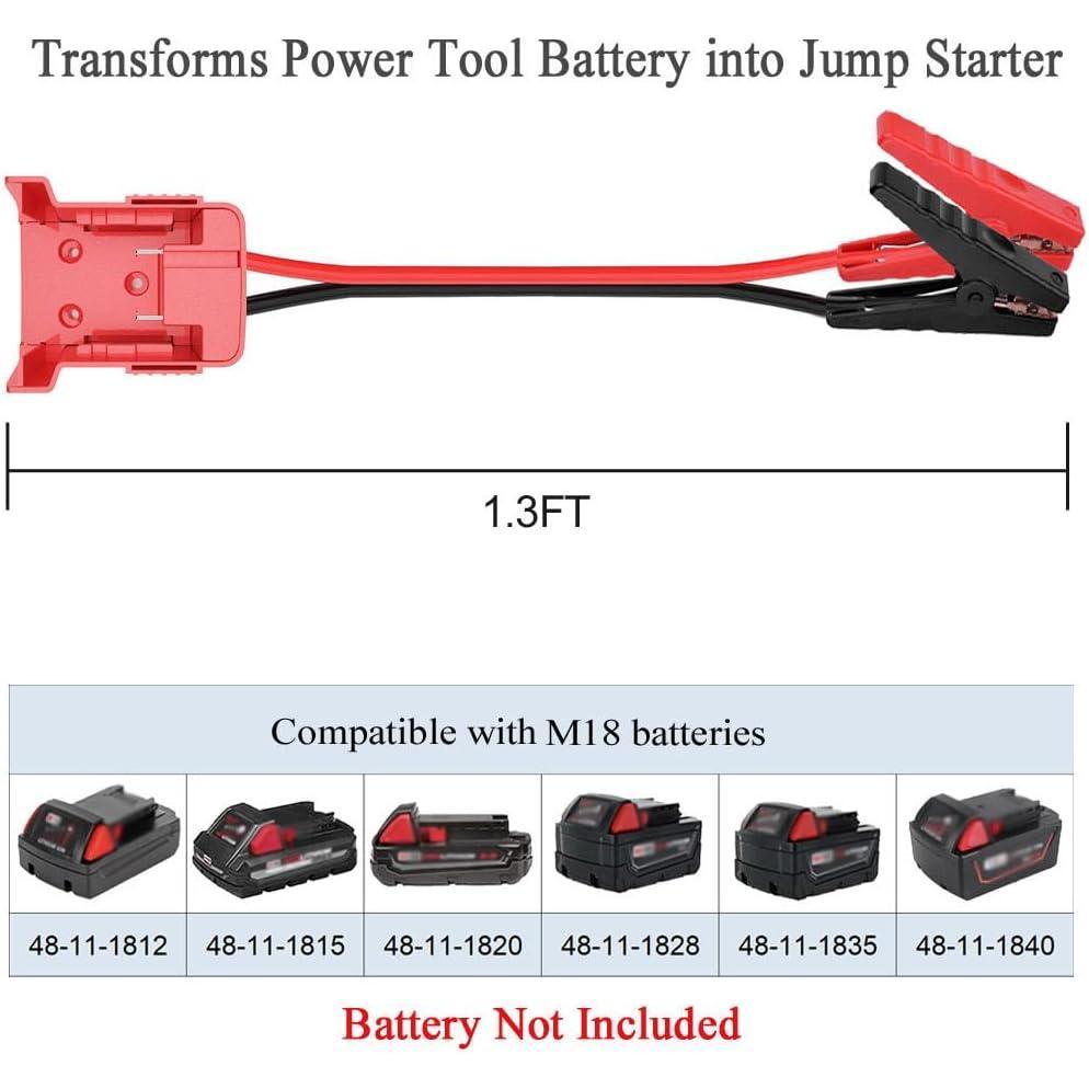 Jumper Cables with  clips Compatible with Mil.waukee M18 18V , wire 8AWG Automotive Booster Cables for Jump Starting  Using Tool , 392?(200?)(1.3FT)
