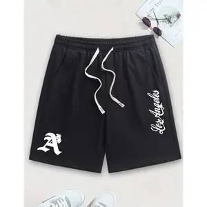 Embrace West Coast Gothic Vibes with These Men’s LA Quick Dry Shorts, Cool “Los Angeles” Script & Monogram Print, Ultra-Breathable Ice Silk Fabric with Elastic Drawstring Waist, Perfect for All-Day Comfort, Skateboarding & Streetwear
