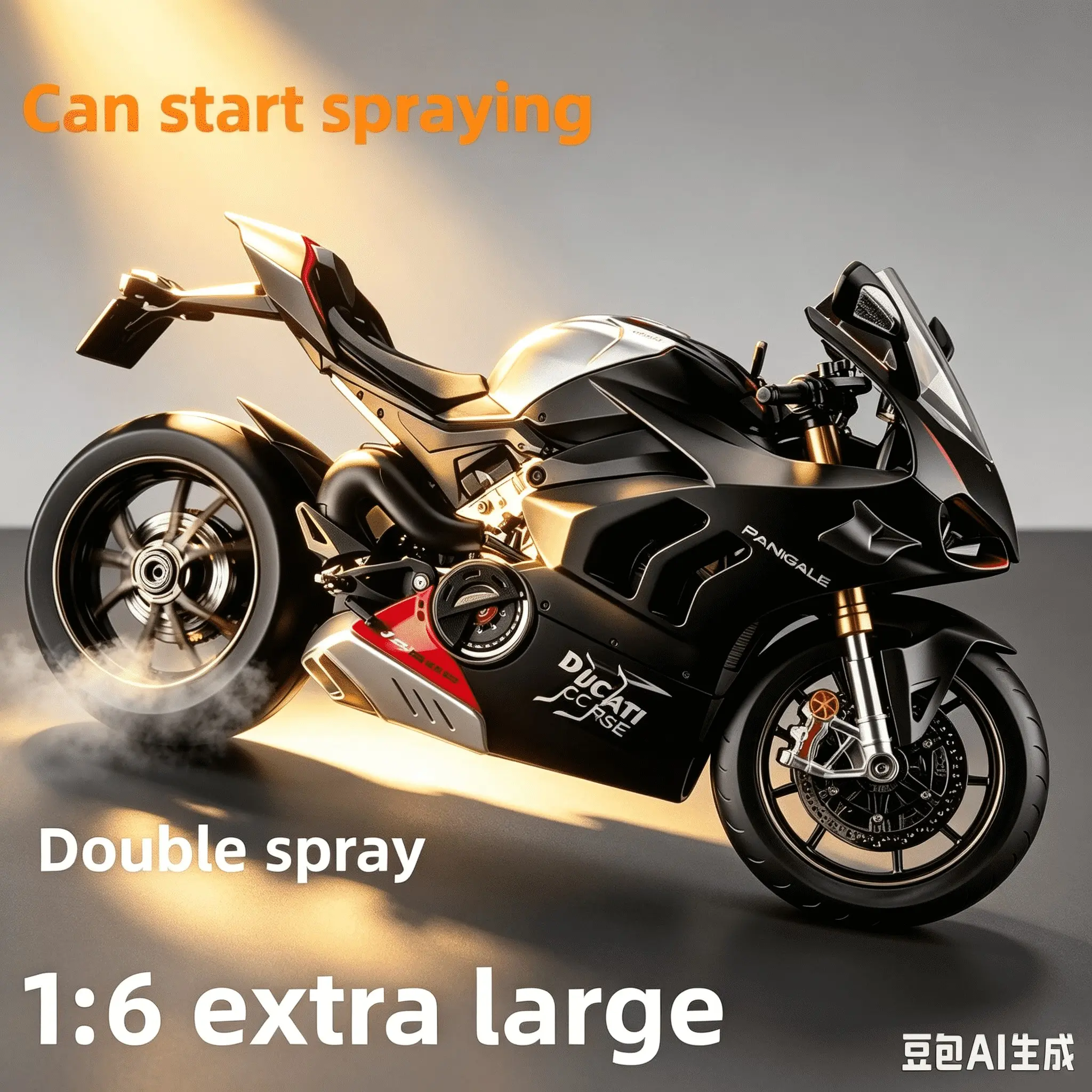 1:6 Scale Extra Large Dynamic V4r Alloy Motorcycle Motorbike Model, Realistic Racing Details, Ignition Sound Effect, Dual Exhaust Spray, Perfect Gift for Motorcycle Enthusiasts