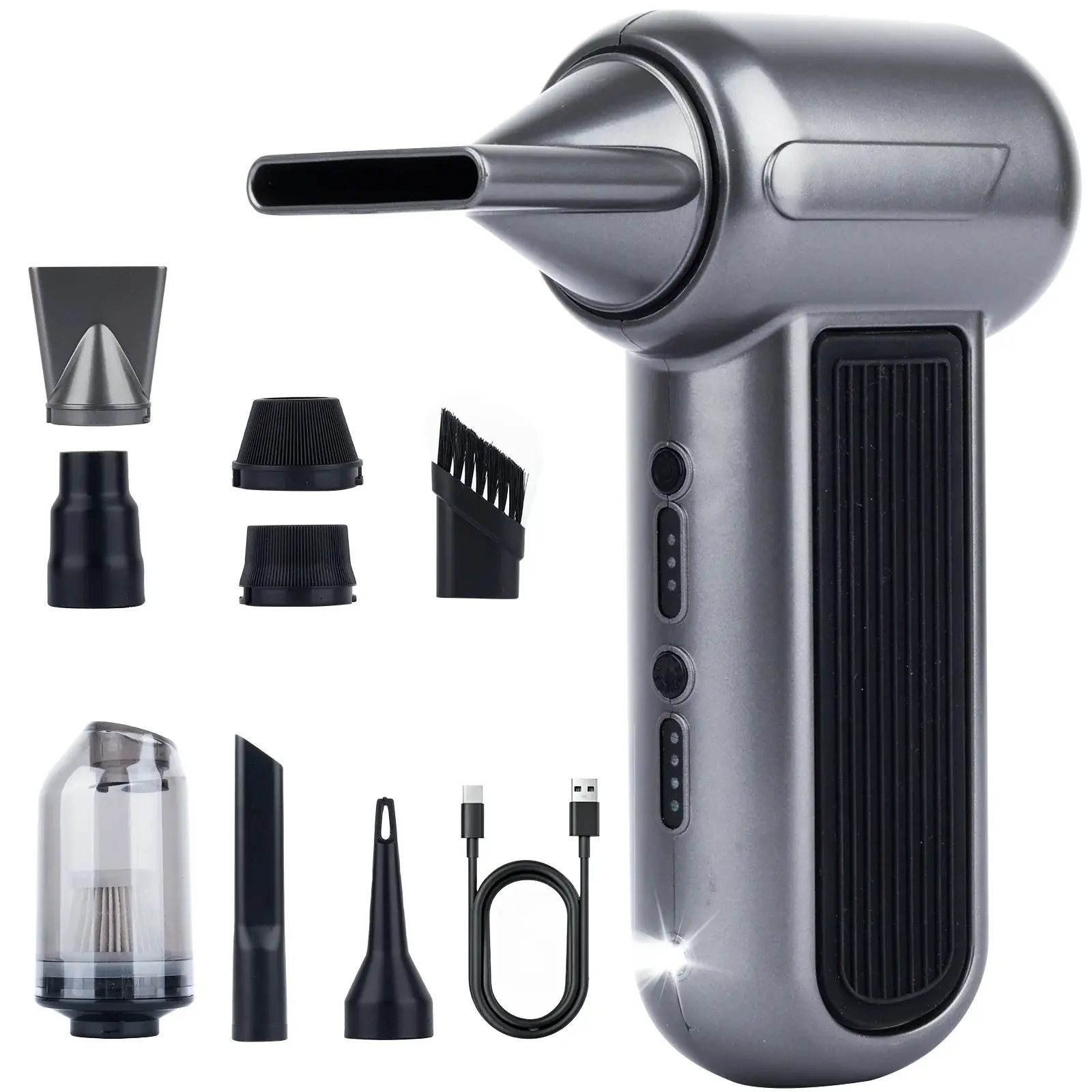 Cordless Electric Air Duster Cleaner 52m/s Powerful Wind Speed 2000mAh Dual Battery Handheld Dust Blower Remover for Keyboard PC Car Interior Sofa Gap Dust Cleaning