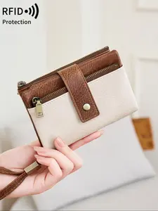 Women's RFID Blocking Wallet, Lightweight Zipper Design, Fashionable and Secure, Vintage Style Multi-Card Holder, Casual Business Travel Use