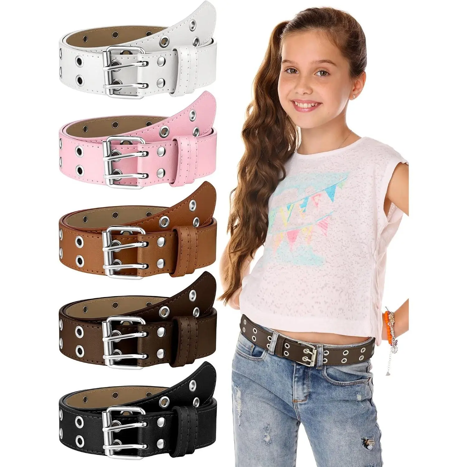 5 Pcs Girls Belt with Holes(Gift)