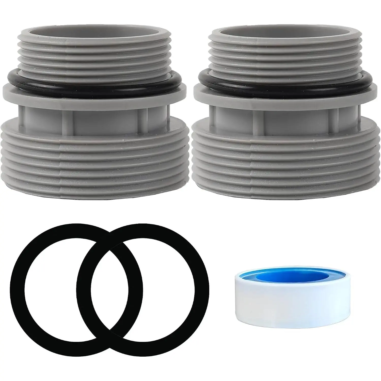 (2-Pack) 40mm to 1 1/2" Filter Hose Conversion Kit | Above Ground Pool Adapter Connects 40mm Hoses to Standard 1 1/4" or 1 1/2" Filter Ports