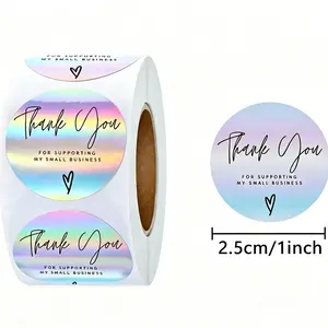 Thank You Sticker for Small Business, 500pcs Roll, Round Self Adhesive, Decorative Label for Gifts, Cards, Envelopes, Decals, Circle Stickers