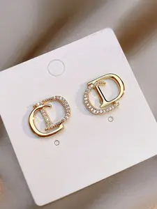 Korean Style CD Letter Earrings Set, Simple Elegant Unique Design, High-End Aesthetic Ear Studs for Women, Fashion Jewelry Accessories