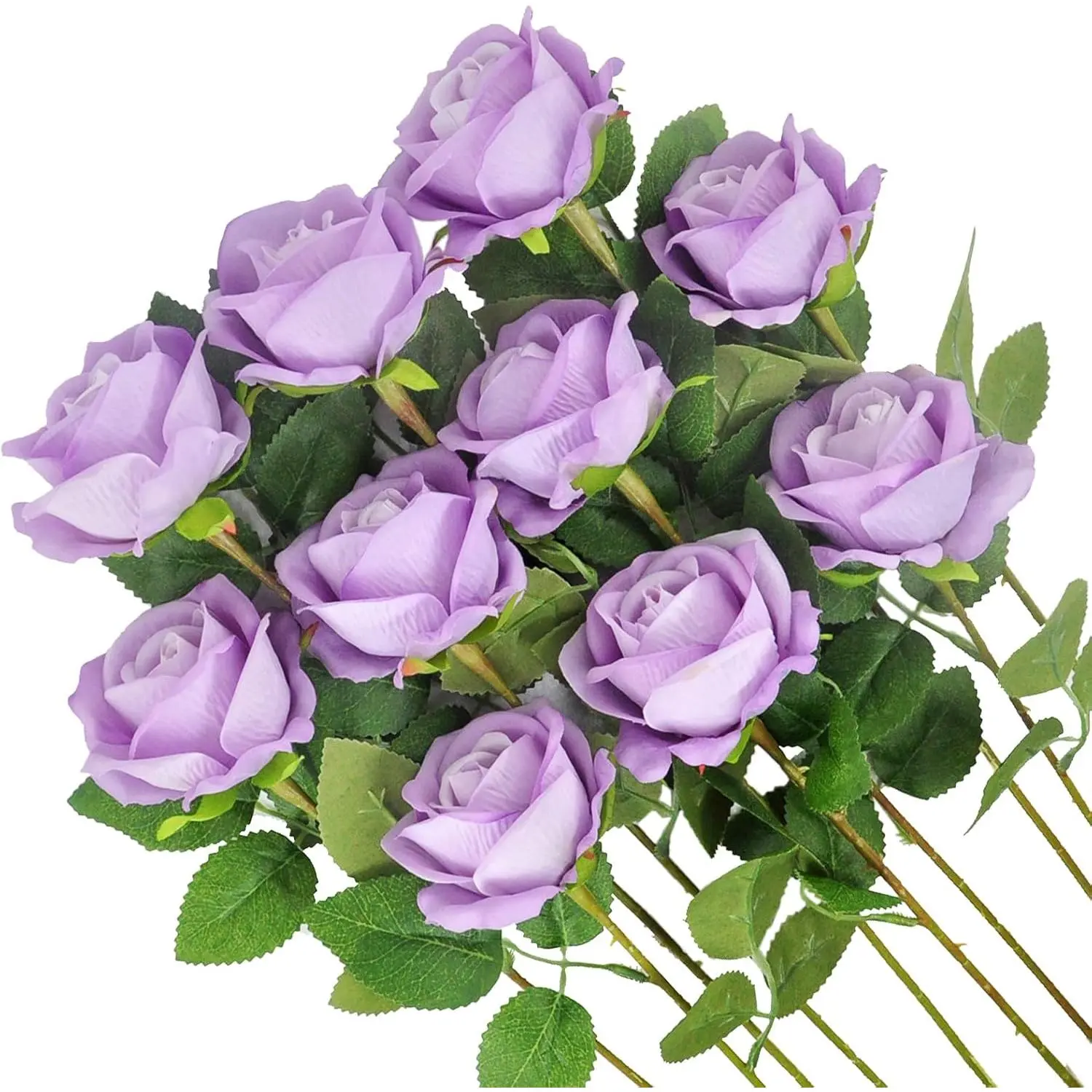 Lavender Velvet Fabric Realistic Fake Roses - 30 Pcs, 20" Fade-Resistant Stems with Natural Crinkle, Home Decor Floral Arrangements for Mother’s Day Wedding Centerpieces, 20" Stems