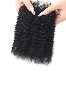 Afro Kinkys Bulk Human Hair, 100%  Real Human Hair for Mini Twist Braiding, Braids, Locs & Crochet Extensions, 10-18 Inches Natural Black Color 50g/Pack, Natural Kinky Curly Hair Bundles for Dreadlocks DIY, Easy to Wear, Hair Wigs, Dreadlock Accessories,