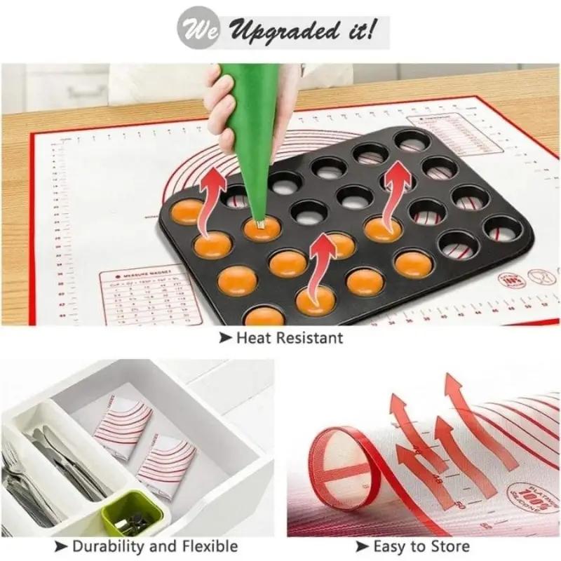 Silicone Table Mat for Kneading Dough, 1 Count Non-Slip Non-Stick Kneading and Baking Mat for Pizza Making, Kitchen Baking Utensils, Baking Tools