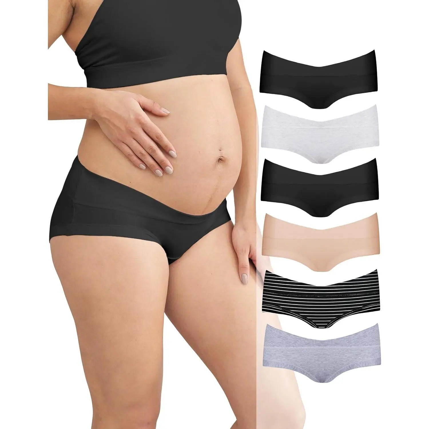 Women's Cotton Maternity Underwear, Under-the-Bump Boy Shorts for Pregnancy & Postpartum Use, Boyshort Underwear