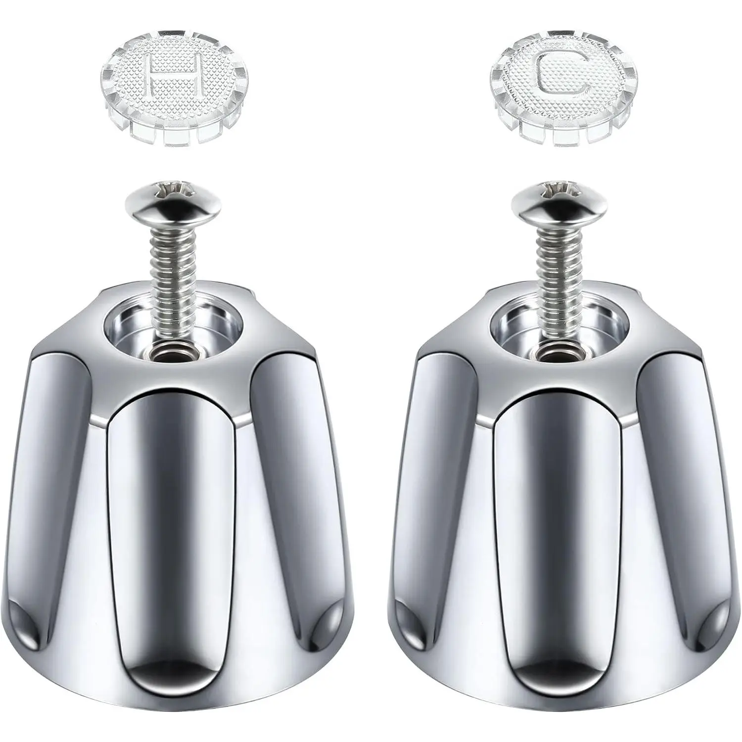 2PACK Shower Knob Compatible with Price Pfister Tub Shower, Chrome | Hot and Cold Faucet Knobs, Easy to Install, Hand Polished,