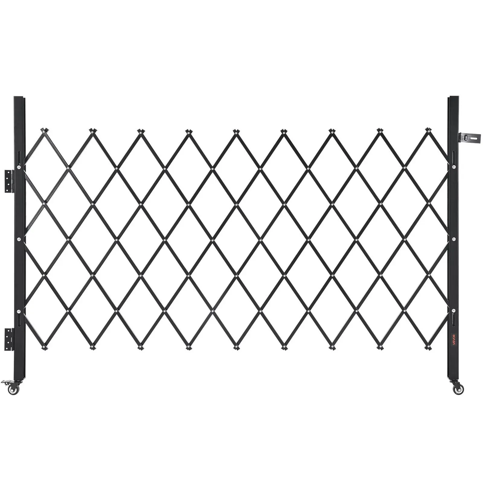 【toolupgrade】VEVOR Lockable Single Folding Steel Security Gate, 74.8" Wide X-Tube Shape Steel Frame with 360-Swivel Casters, Retractable Outdoor Barricade for Entry Security, Garage, 51.57" High