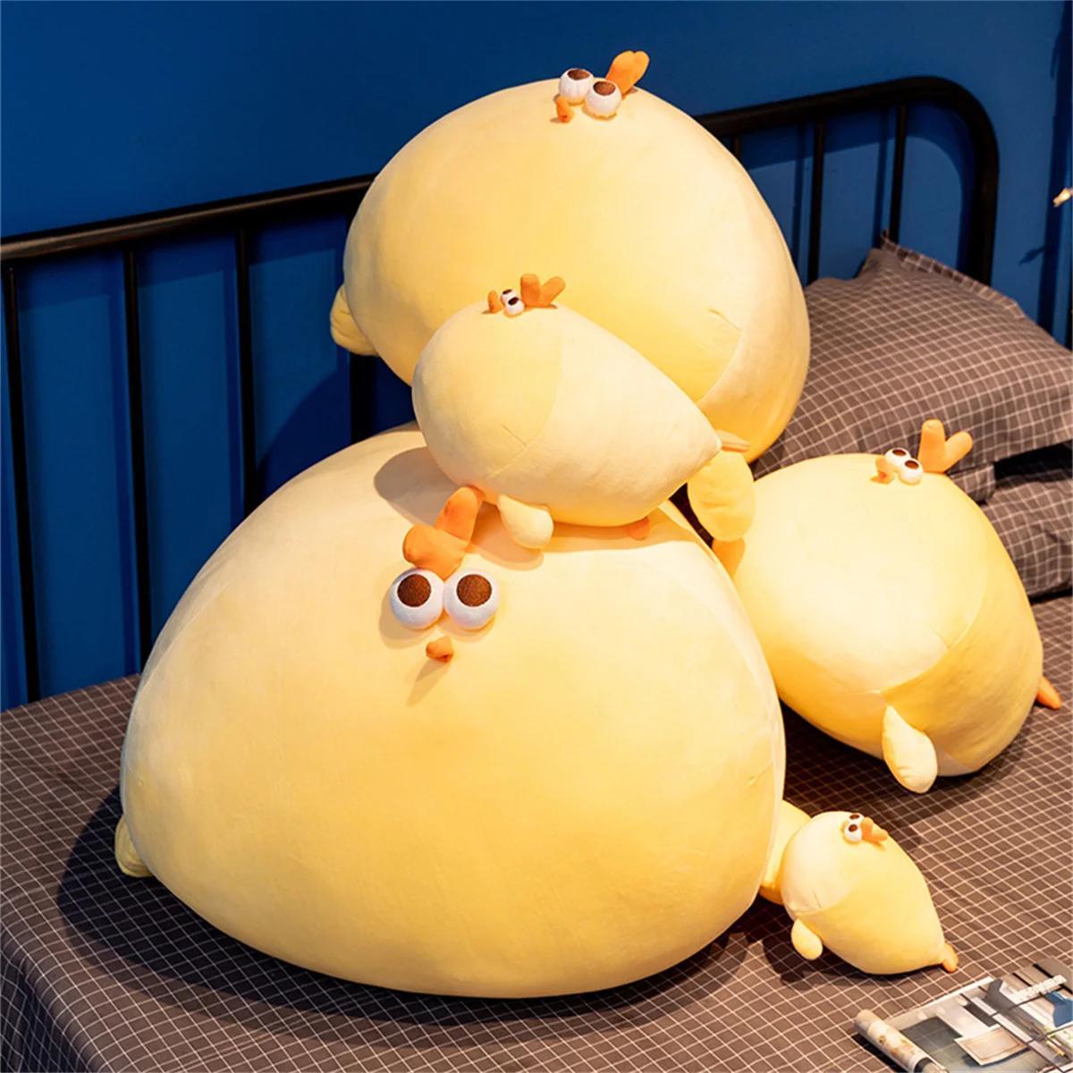 Kawaii Chubby Chicken Plush Toy Soft Plush Stuffed Animal Yellow Chicken Pillow Room Sofa Cushion Decoration Birthday Gift