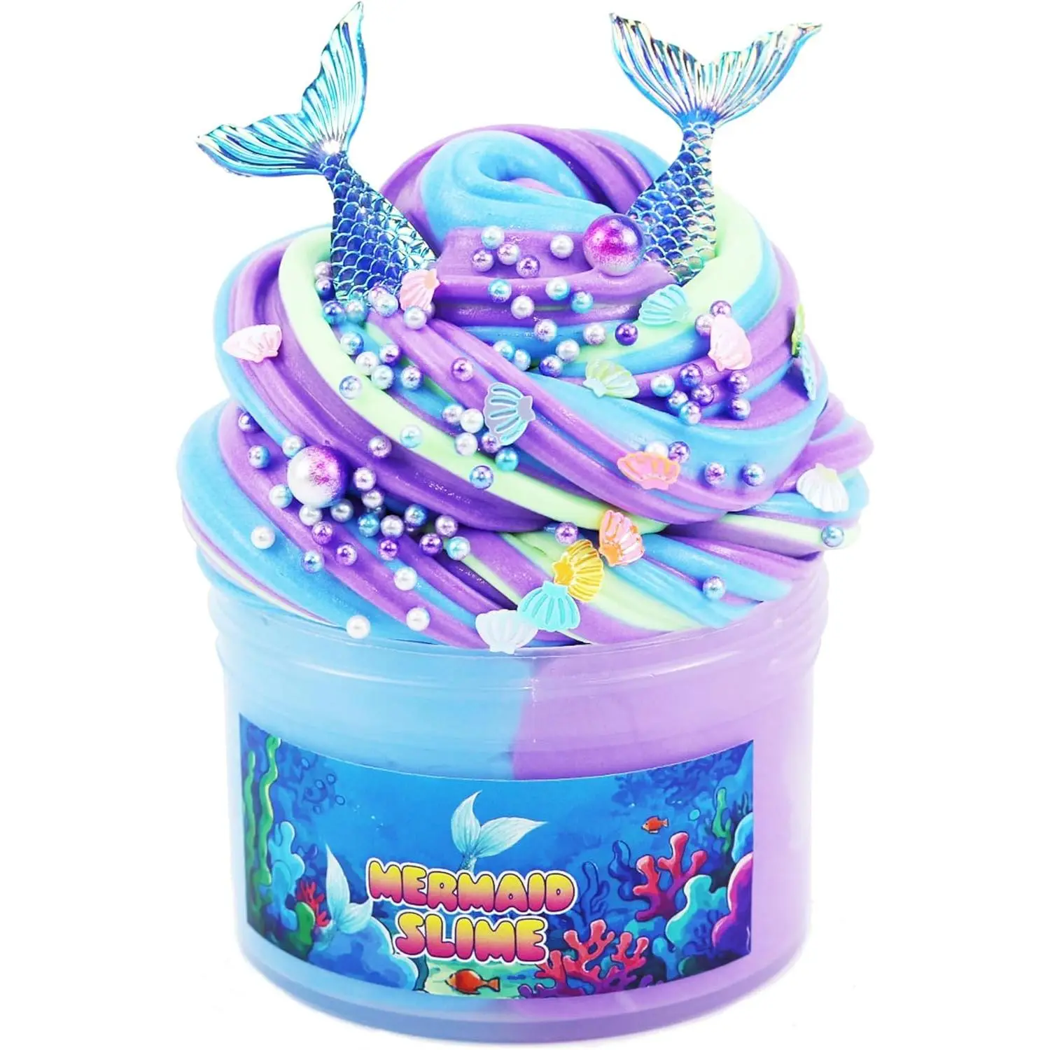 Mermid Blue Butter Slime Kit Girls Age 6-14,Purple Cotton Slime Kids,Stress Relief Toy, Party Favors Girl Boys,Fun DIY Craft Gift Birthdays