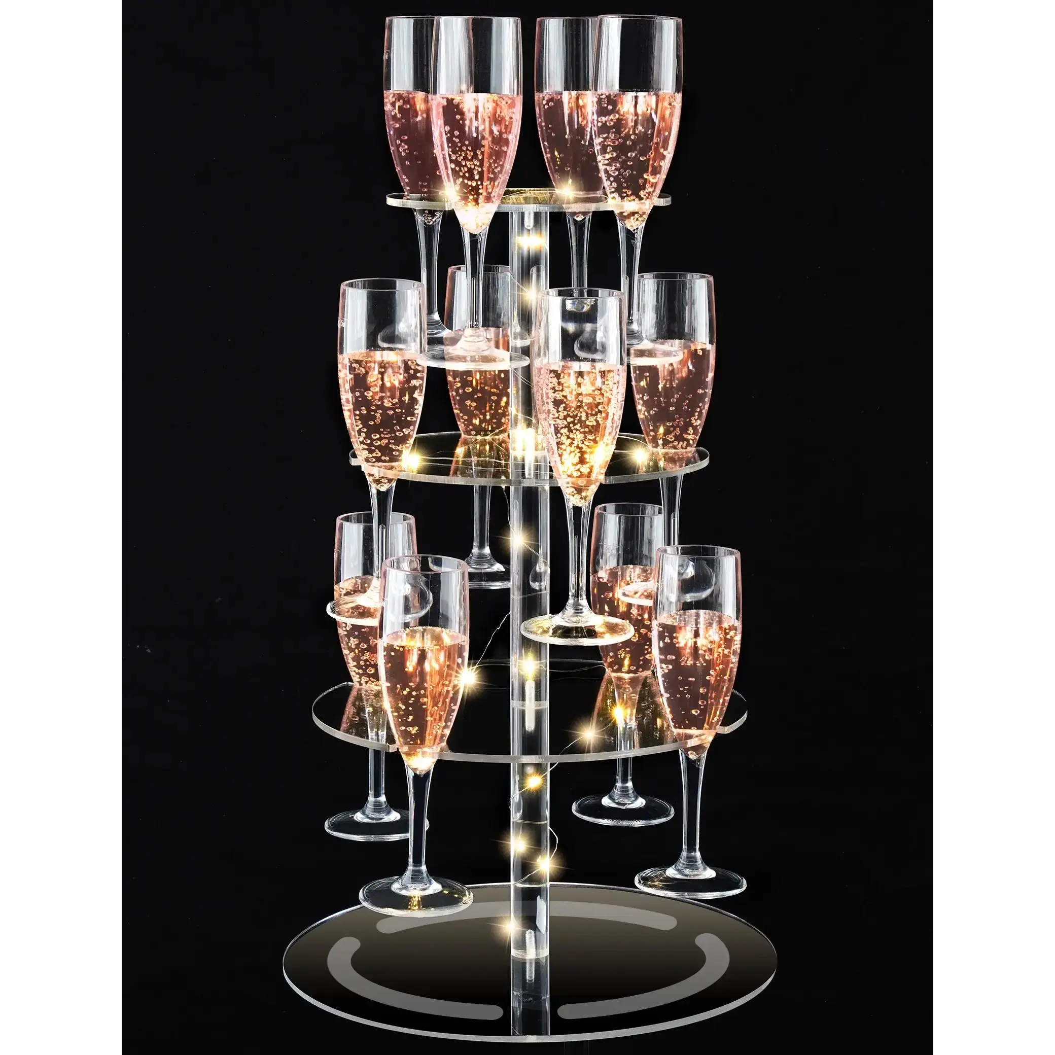 3-Tier Clear Acrylic Champagne Tower with String Light, 12-Glass Cocktail Tree Stand Wine Rack for Weddings, Parties & Cocktails - Utensils