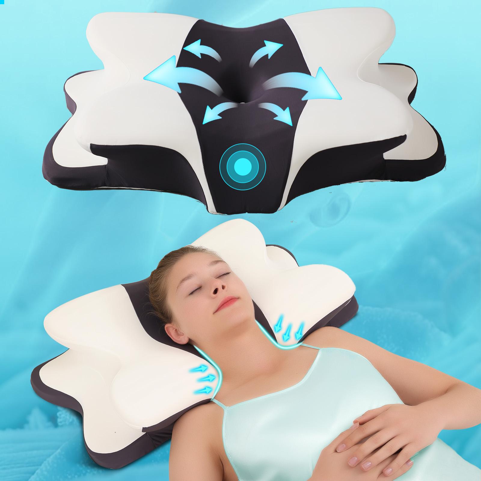 Double-Sided Zoned Contour Neck Pillow - Dual-Height Supportive Memory Foam - Cool-Breathable Pillowcase, Enlarged Armrest Section - Center Groove Design, Ultra-Soft for Side, Stomach & Back Sleepers #TOP PICKS