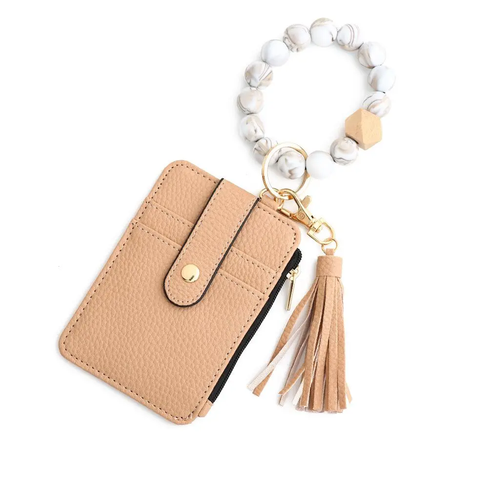 Boho Beaded Silicone Keychain Bracelet for Women, Wristlet with Decorative Tassel, Lightweight Fashion Accessory, Keychains For Women