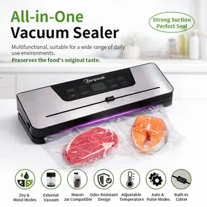 Zenpeak Vacuum Sealer Machine with External Vacuum, Removable Drip Tray, Dry & Moist Modes, Pulse Control, Adjustable Temperature, 6mm Wider Seal, Built-In Bag Cutter for Food Storage, Meal Prep, Sous Vide