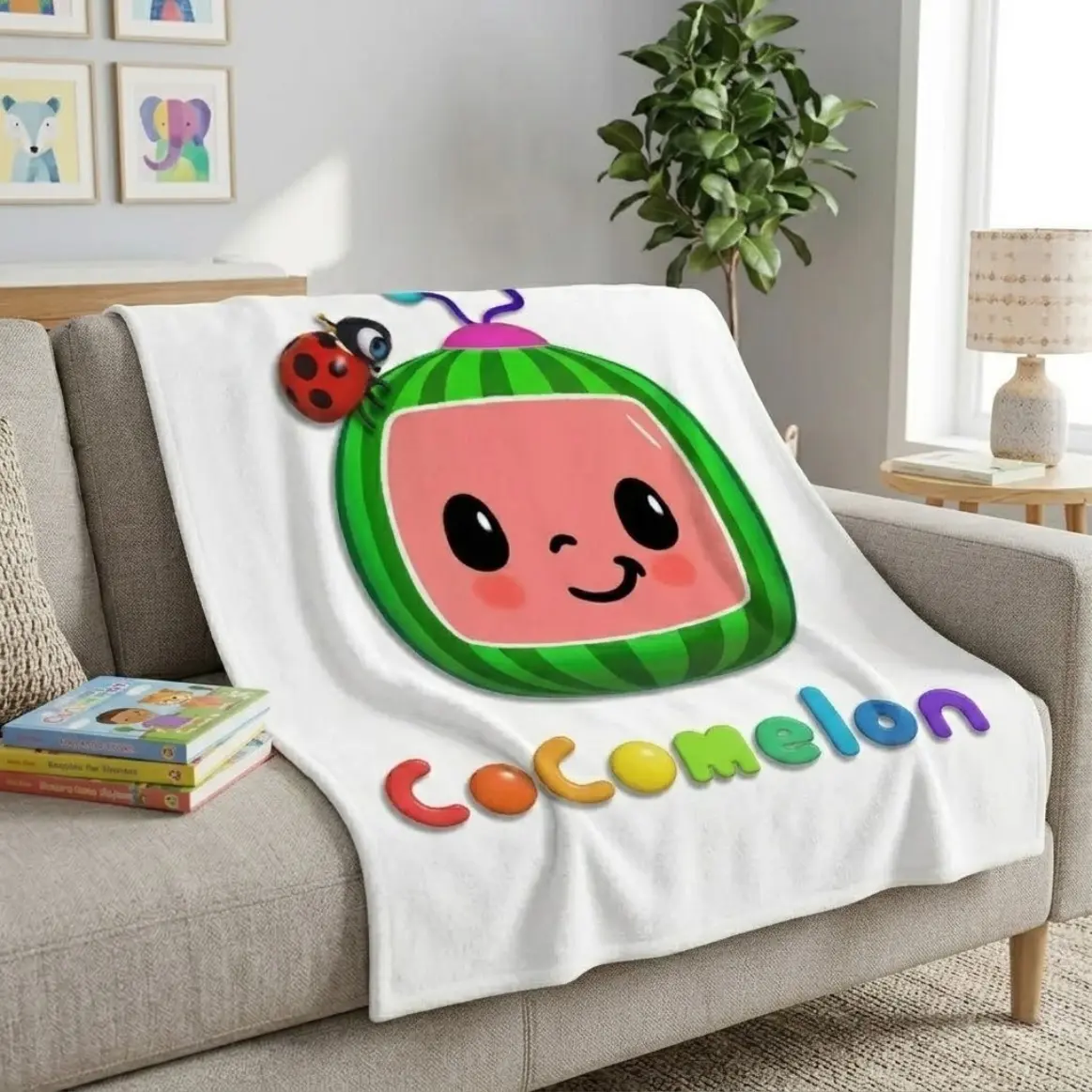 Cocomelon Baby Flannel Blanket, Super Cozy Plush Throw Blanket for Adults And Children, Soft Kids Cartoon Bedding, Sofa Couch Cover, Toddler Birthday Gift, Easter Spring Home Decor