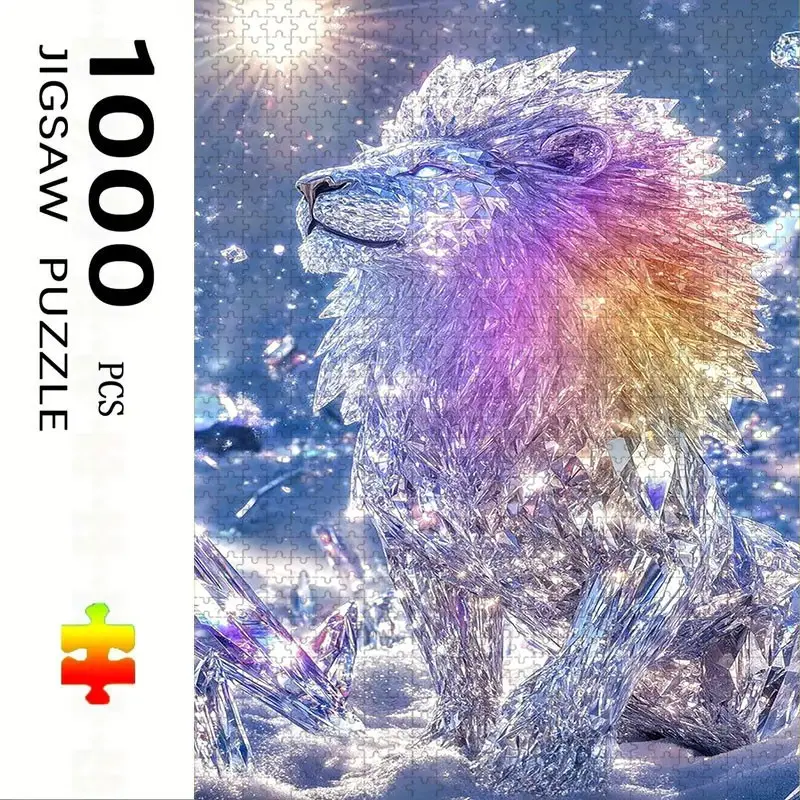 1000 Piece Diamond Lion Puzzle, Large Adult Family Interactive Toy, DIY Home Decor Brain Challenge, Holiday Theme, Durable Puzzle
