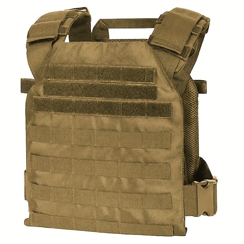 1pc Adjustable Lightweight Tactical Training Vest - Khaki, Durable Nylon Blend, All-Season Comfort with Multiple Pockets & Customizable Attachments for Outdoor Hunting
