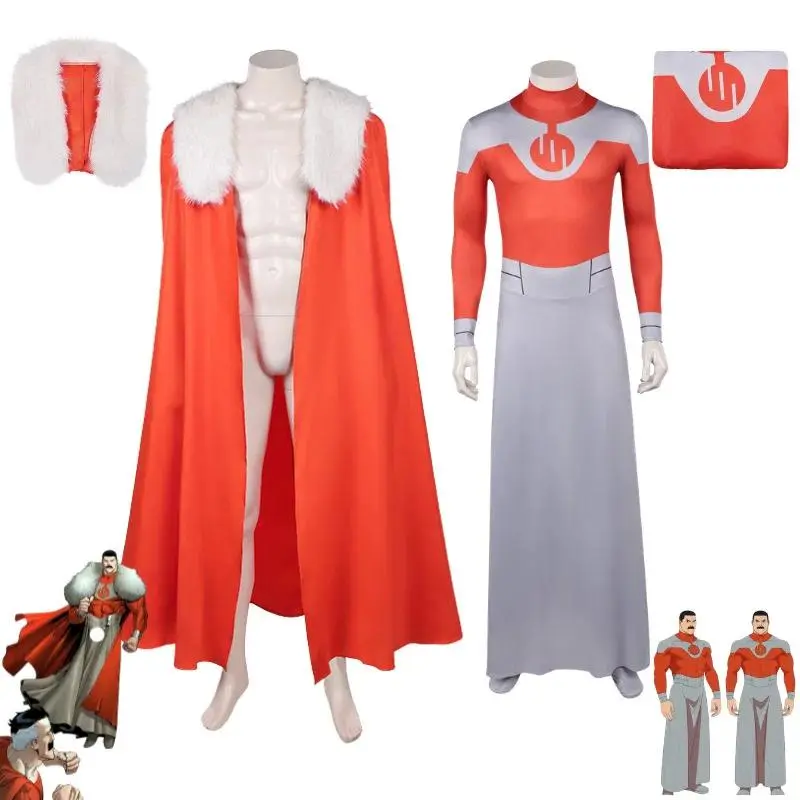 Anime Fancy Invincible Thragg Cosplay Costume Jumpsuit Cloak Performance Disguise Outfit Roleplay Halloween Carnival Costume