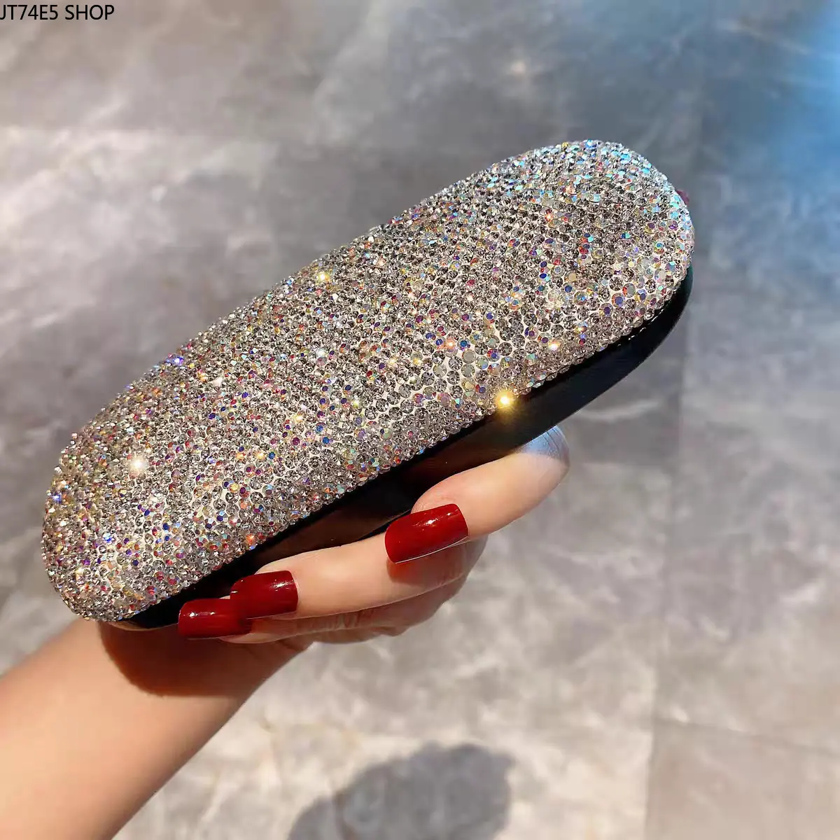 Minimalist Light Luxury Sparkling Rhinestone Decor Glasses Storage Case - Myopia Fit Eyeglasses Box for Men Students, Korean Style, Personalized