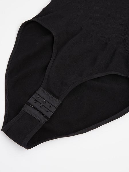 Women's Seamless Square Neck Short Sleeve Shapewear, Casual Breathable Fabric Seamless Sculpting Bodysuit, Regular Fit, All Seasons, Comfortable Inner Layer Top