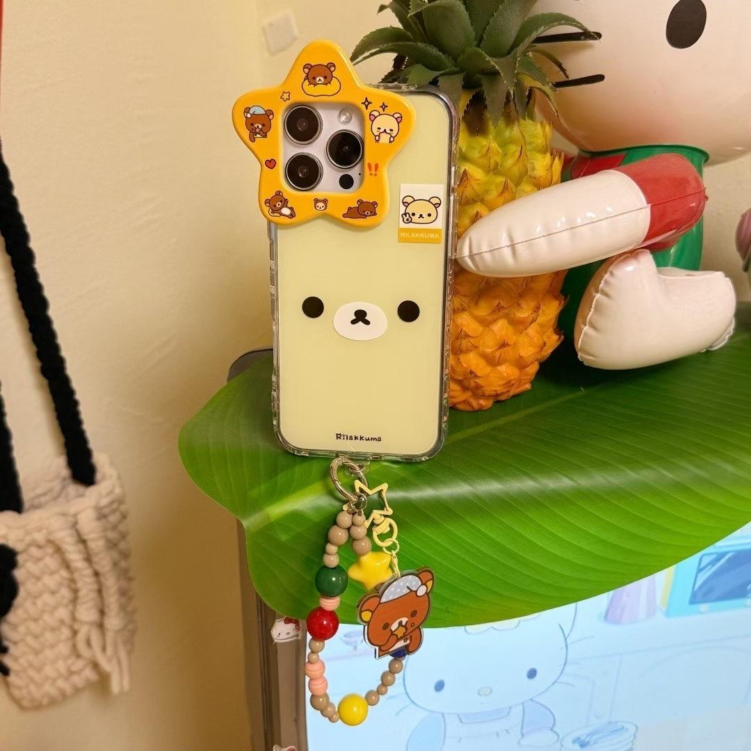 Cartoon Cute Star Lens Rilakkuma iPhone 17 Apple 16 Compatible 13/14 Pro Max Phone Case 15