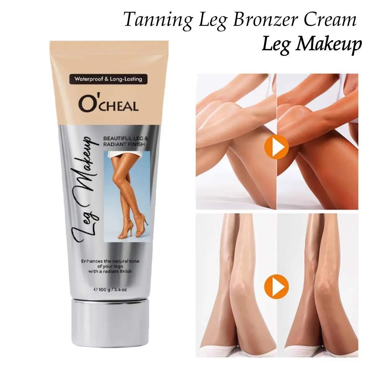 Leg Bronzer Cream, Tanning Cream, Leg Cover up Makeup, Tinted Leg Cream Waterproof Even Skin Tone, Tan Silk Stocking Cream, Hydrating Radiance Cream, Moisturizing Leg Care Makeup Lotion 100g, Perfect for Smooth and Radiant Legs