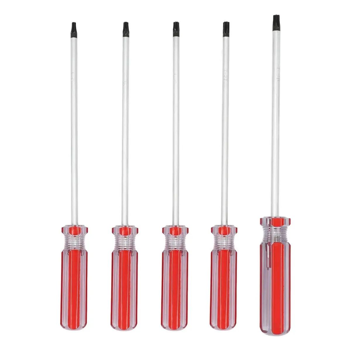 5 Piece Torx Screwdriver Set, T15 T20 T25 T27 T30, 6 Inch Magnetic Star Bit Drivers for Computer, Auto, and Home Repair, Durable Chrome Vanadium Steel