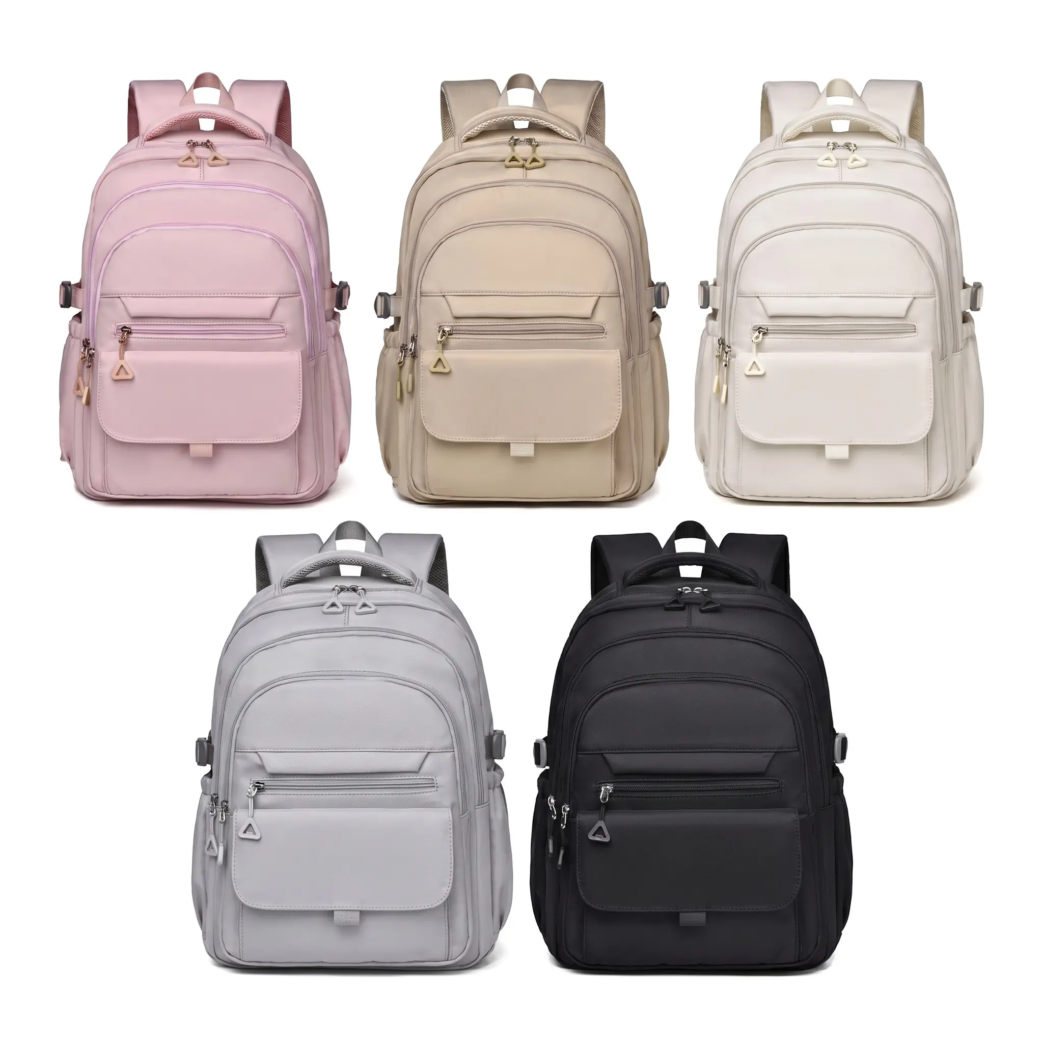 Unisex 15-in School Backpack, Breathable Oxford Fabric Book Bag with Adjustable Straps, Urban Chic Minimalist Solid Color Casual Travel Daypack for Teens, Book Bags, Breathable Back, 20L
