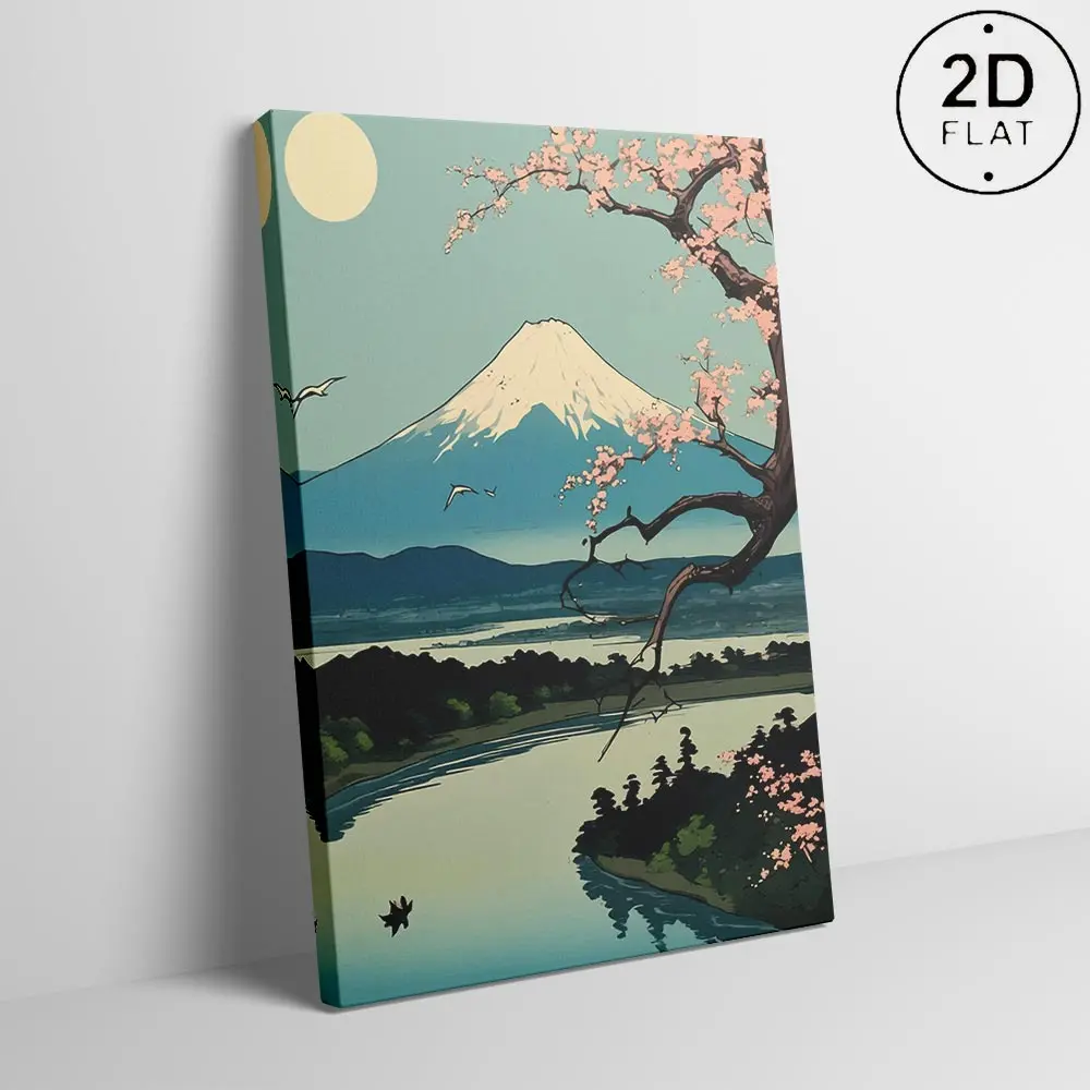 Japanese Vintage Utagawa Hiroshige Ukiyoe Landscape Poster Prints - Mount Fuji Cherry Blossom Tree Art, Canvas Wall Art, Aesthetic Home Wall Decoration, Asian Home Supplies