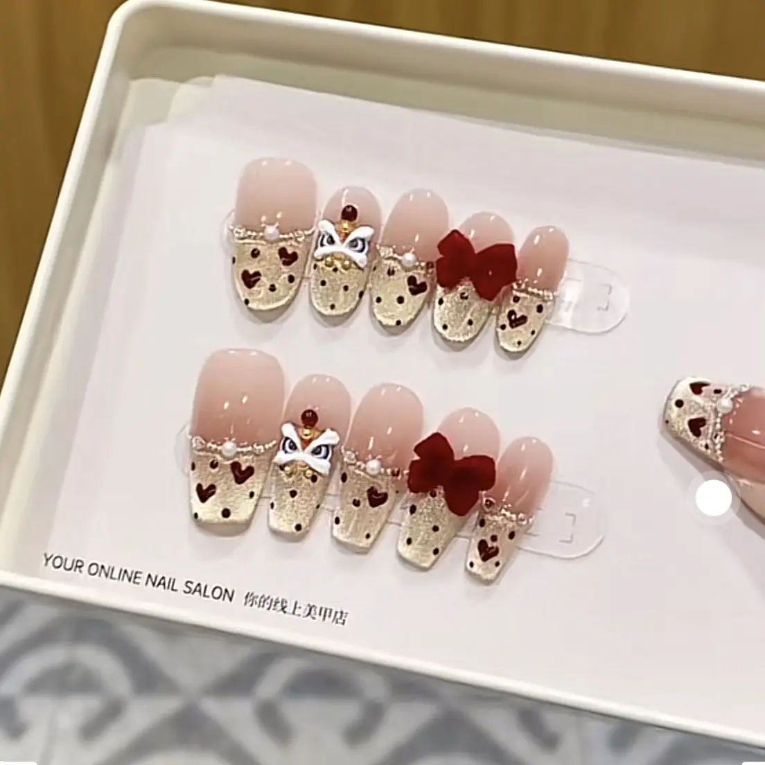 Nai Zi Handmade Gel Polish Wearable Nails - Happy Lion Design, Reusable Nail Stickers, Detachable
