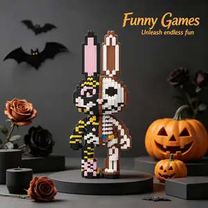 6518pcs Skull Rabbit Animal 3D Interlocking Puzzle Building Block Animal Shape Puzzle Creative Decoration Gift for Birthday Halloween Valentine Christmas Home Decor DIY Craft