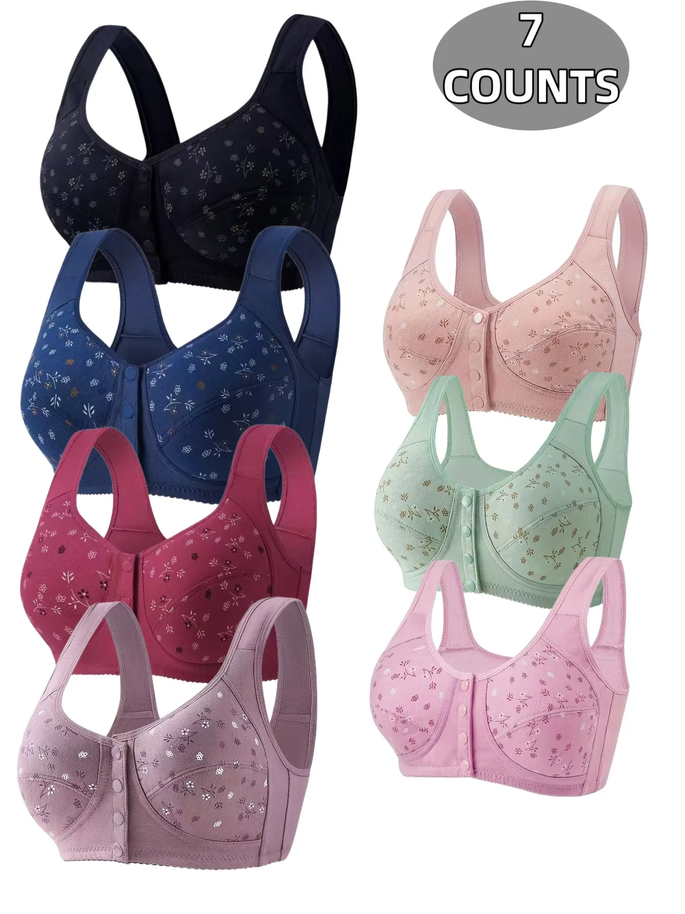 Multi-Piece Floral Bra Set, Ultimate Comfort and Support, Fashionable Design for Daily Wear, Push-Up Full Coverage, Various Sizes Available