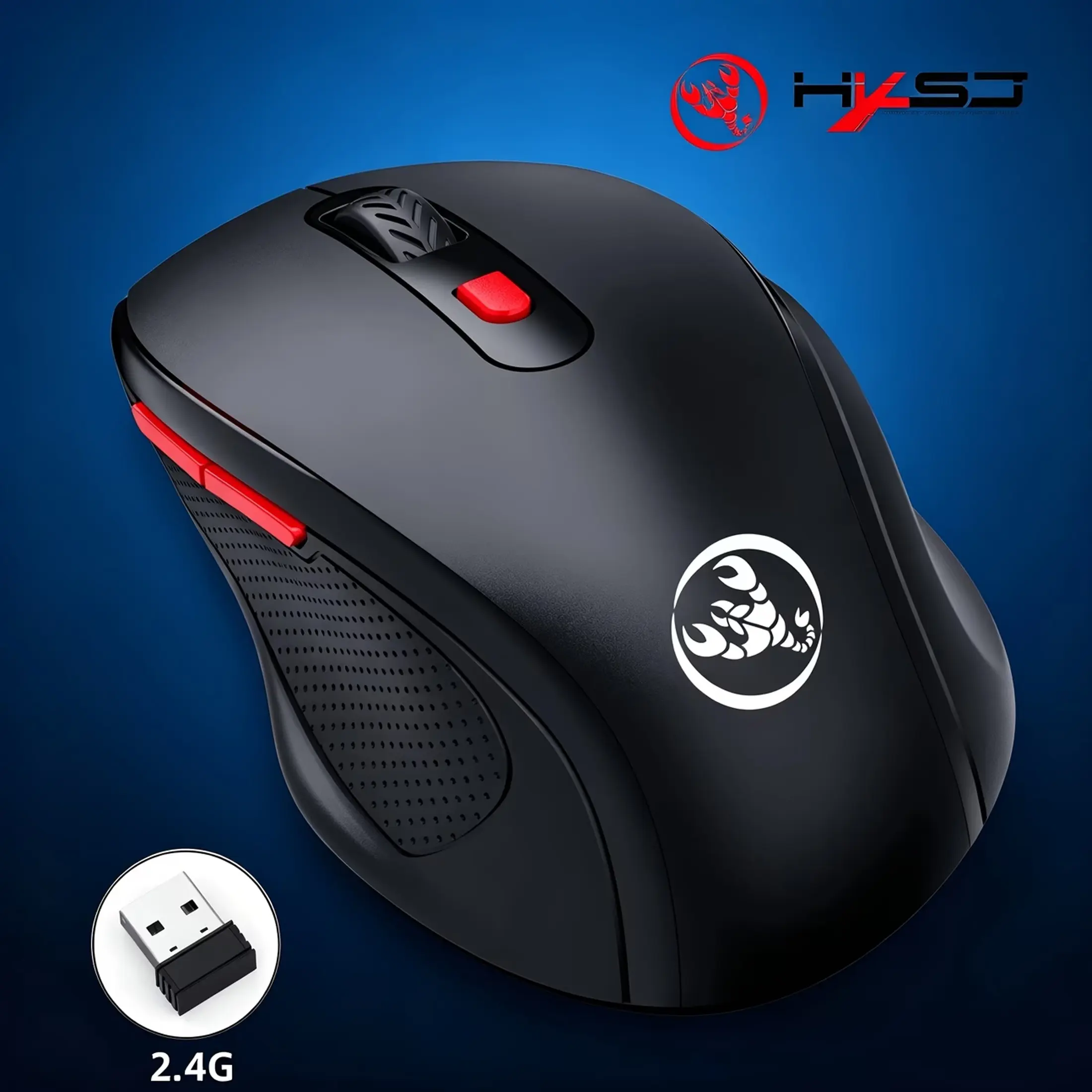 2.4g Wireless Office Mouse, Ergonomic 6-Button Optical Gaming Mouse, Compatible with Laptops, Pcs, MAC, Requires 2 Aaa Batteries