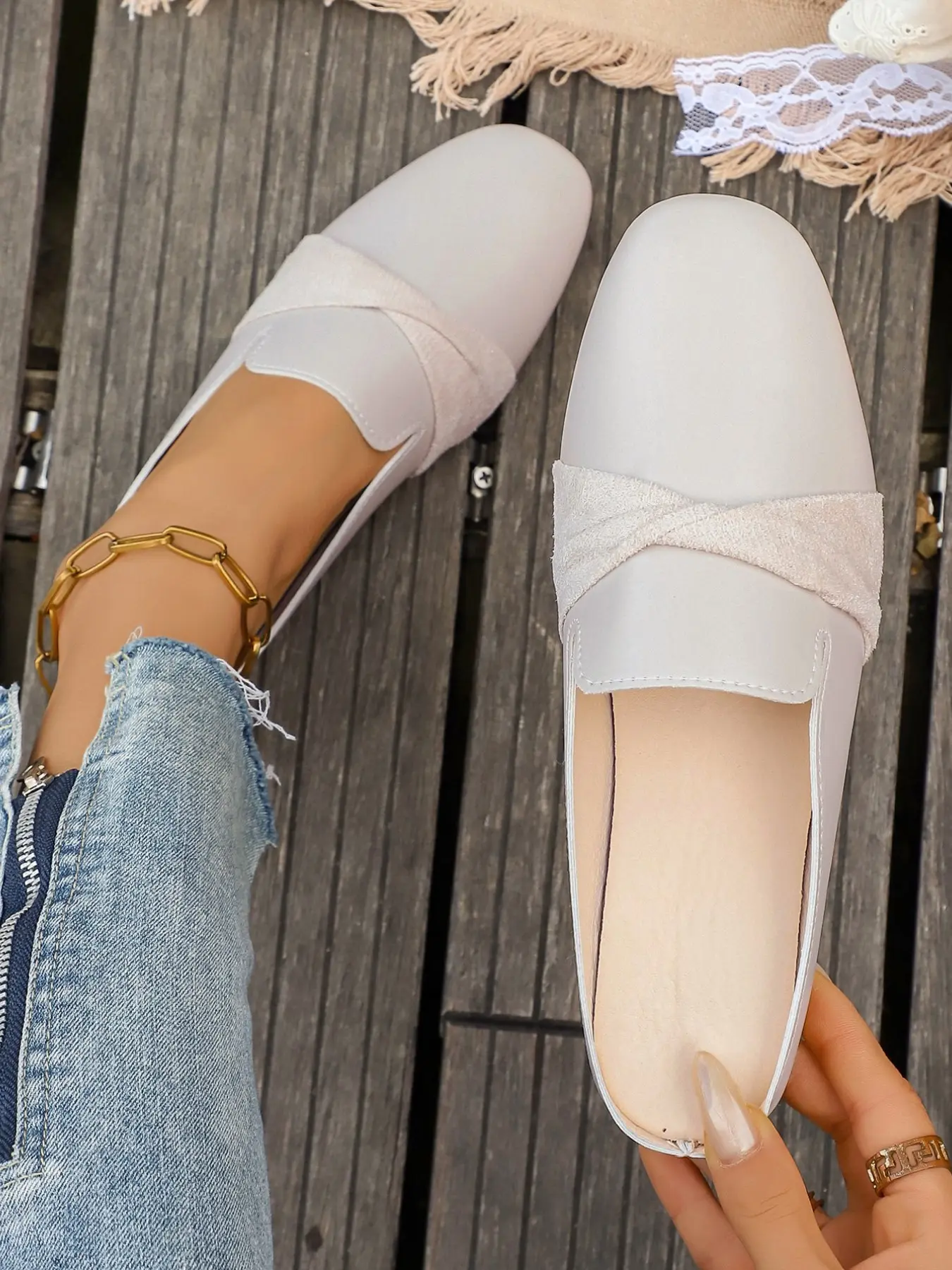 2026 New Korean Style Patchwork Slip-On Sandals for Women, Soft Sole Flat Heelless Lazy Loafers, Comfortable Summer Footwear, Casual Summer Shoes