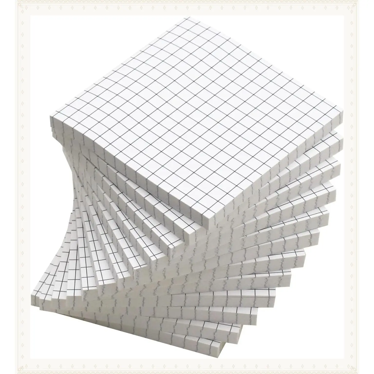 12 Pack Lined Grid Sticky Notes, 3x3 Inch Self-Stick Notes, Easy to Post for School, Office, Notebook, WhiteGift