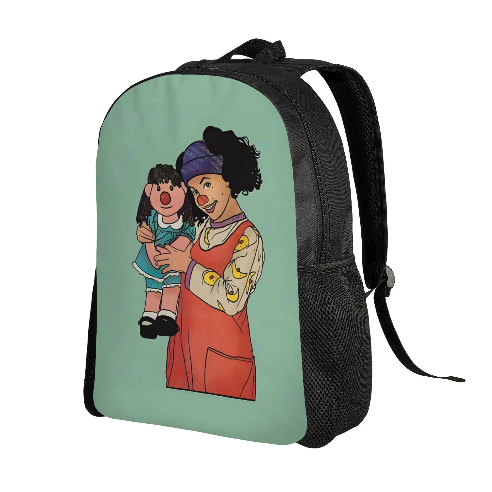 Loonette And Molly Cartoon Character Water-Resistant Synthetic Backpack - Adjustable Straps, Built-In Pillow for Back to School Haul, Campus Life, Street Chic Use